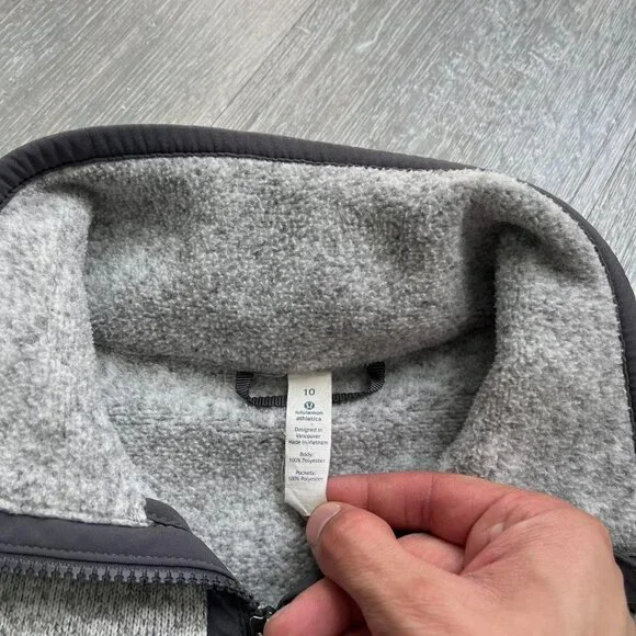 Grey / Black Lululemon Full Zip-Up Fleece Lined Sweater - Picture 5 of 7